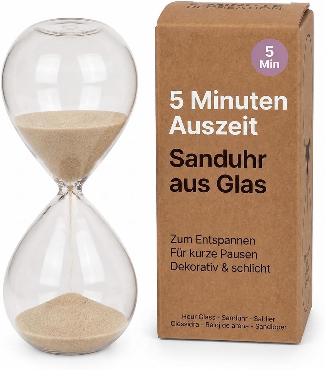 Recreation Relax Refresh Recharge Decoratieve zandloper Timer Decoratie in Keuken Woonkamer Kantoor Cadeau voor Vrienden Familie 12,5 cm (zand)