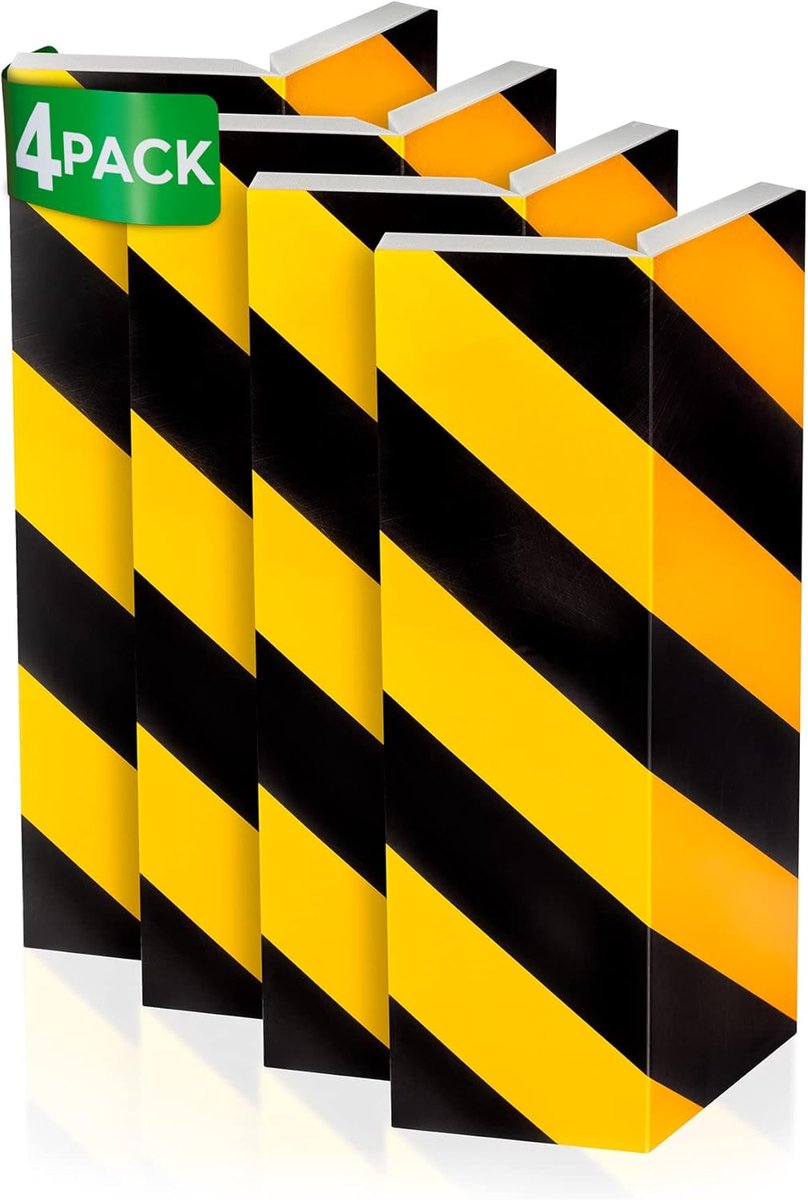 4 stuks, wandbescherming, garagewandbescherming, hoekbescherming, reflecterende bescherming voor parkeergarages (zwart - geel)