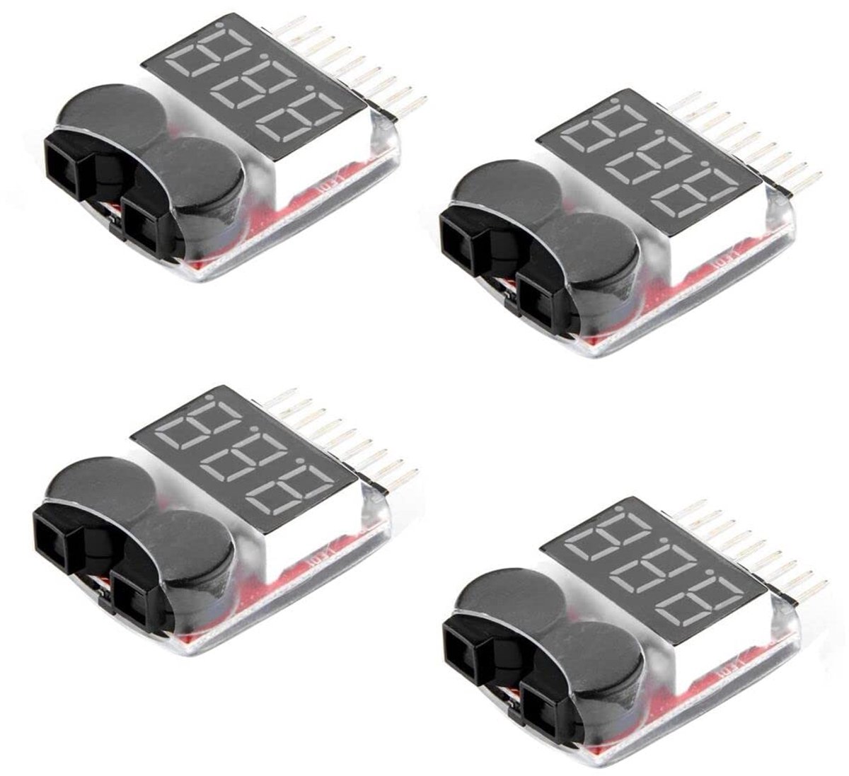 4 STKS RC Lipo Batterij Monitor Alarm Tester Checker Laagspanning Zoemer Alarm met LED Indicator voor 1-8 S Lipo LiFe LiMn Li-ion Batterij