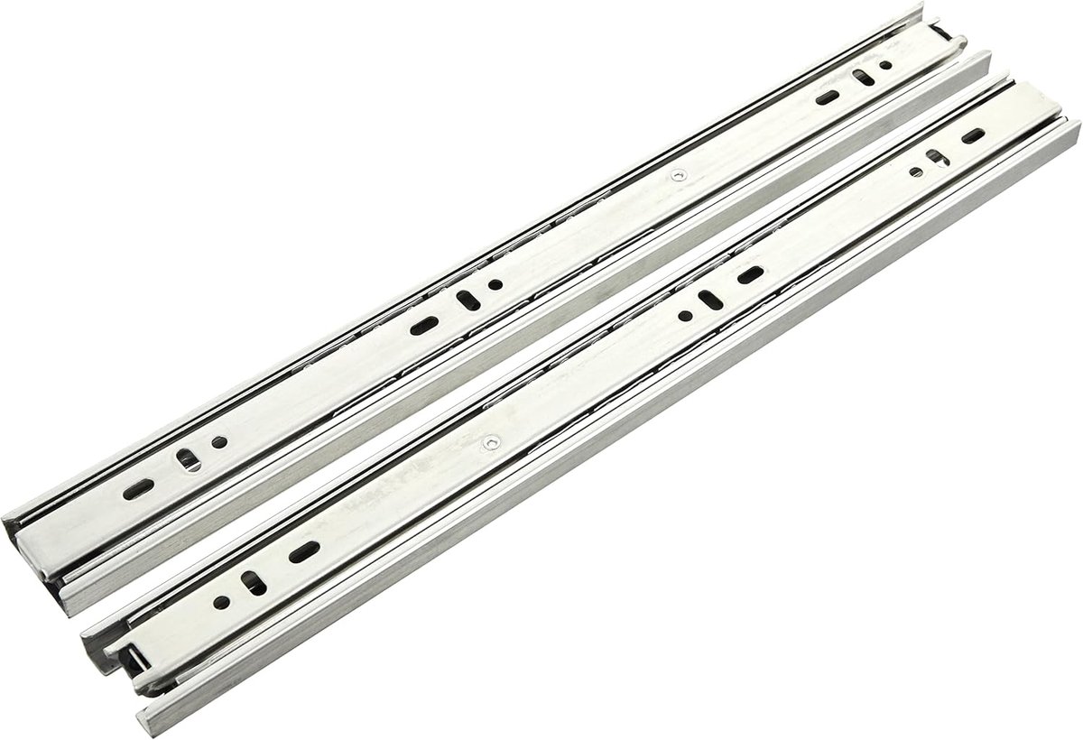 Glijrails met kogellagers voor laden, 35,6 cm, vernikkeld staal, extrac.Total H35, 350 mm, belasting 35 kg, max. verzinkt, 2 stuks, nikkel, 35 cm