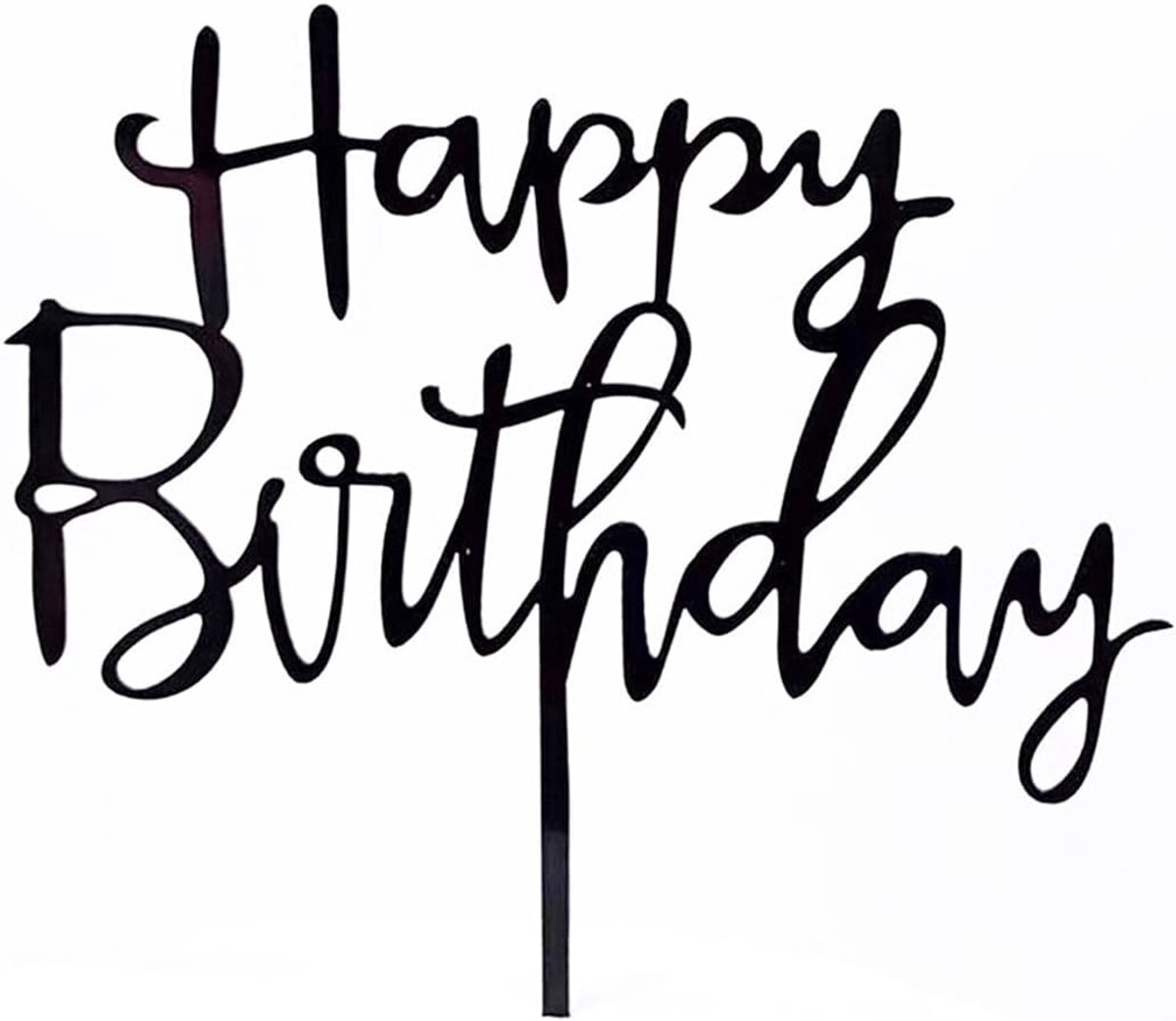 acryl glitter taarttopper versieren - Happy Birthday zwart A017