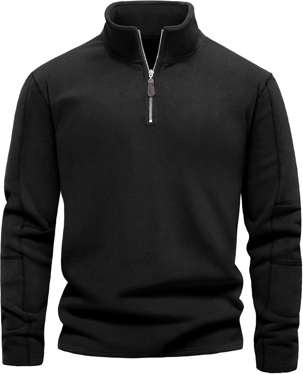 Heren Winter 1/4 Zip Sweatshirt V-hals Fleece Heren Lange Mouwen Sweathirt Jas zonder Capuchon