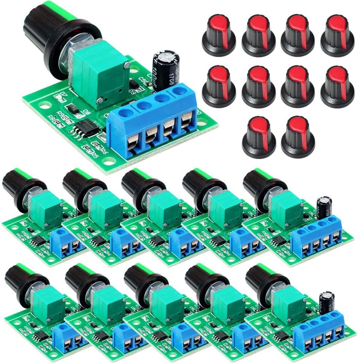 10stks PWM Laagspanning Motor Speed Controller DC 1.8V/3V/5V/6V/12V 2A 1803BK 1803B Verstelbare Driver Switch met Speed Control Knop