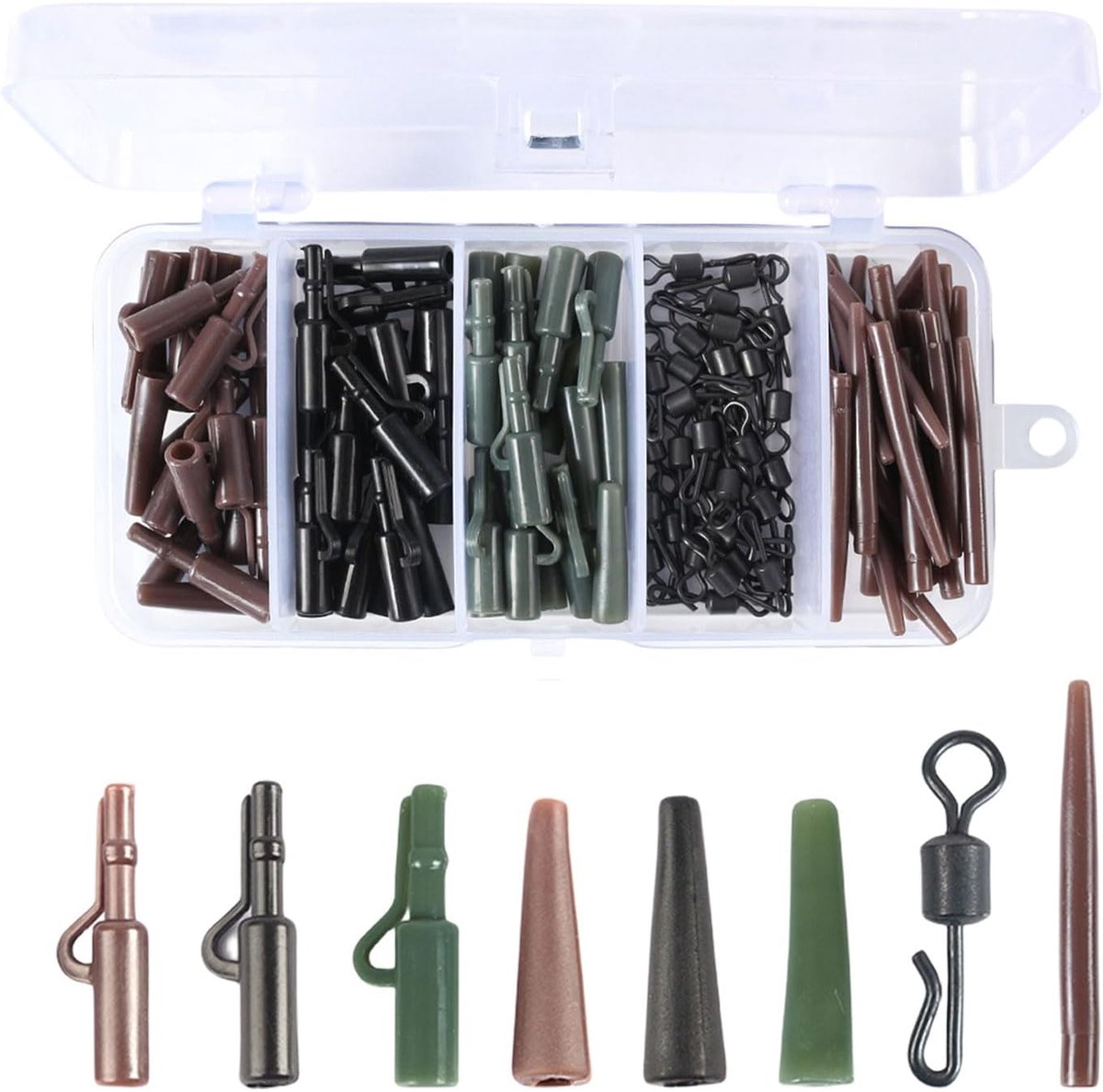 Vissen Kit, Anti Tangle Mouwen Staart Rubber Quick Change Swivels Karper Vissen Rigs Maken Visgerei