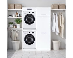 Interlink Lifestyle Studio Flow Wasruimtecombinatie Bundel 05 - Wit - 134 x 68 x 208 cm - Complete wasruimte met wasmachinekast en opbergkast