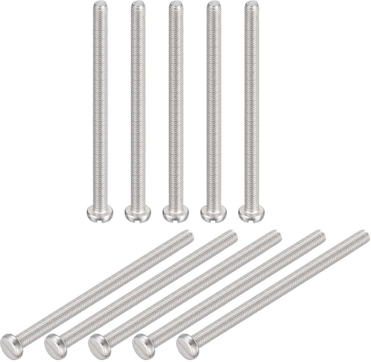 sourcing map 10 stuks 304 roestvrij stalen machineschroeven M3 x 50 mm sleufaandrijving bindkop schroef bout