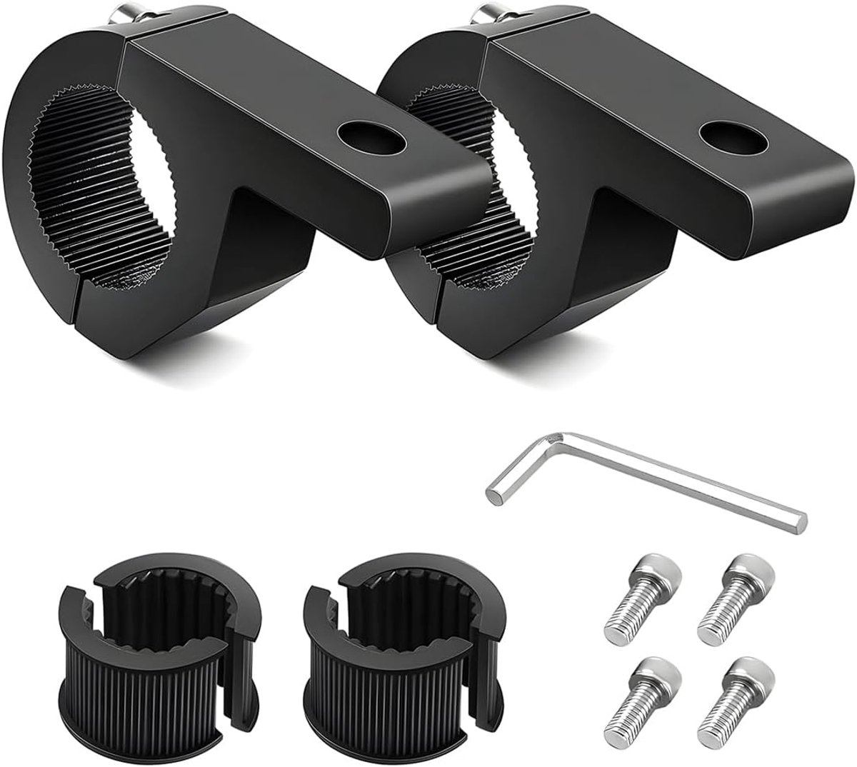 2 stuks houders voor steelstang, houder voor lichtstang, 19-32 mm, universele klemmen, werklichtbuis, koplampklem voor stierenstang, voor terreinwagens, vrachtwagens, motorfietsen