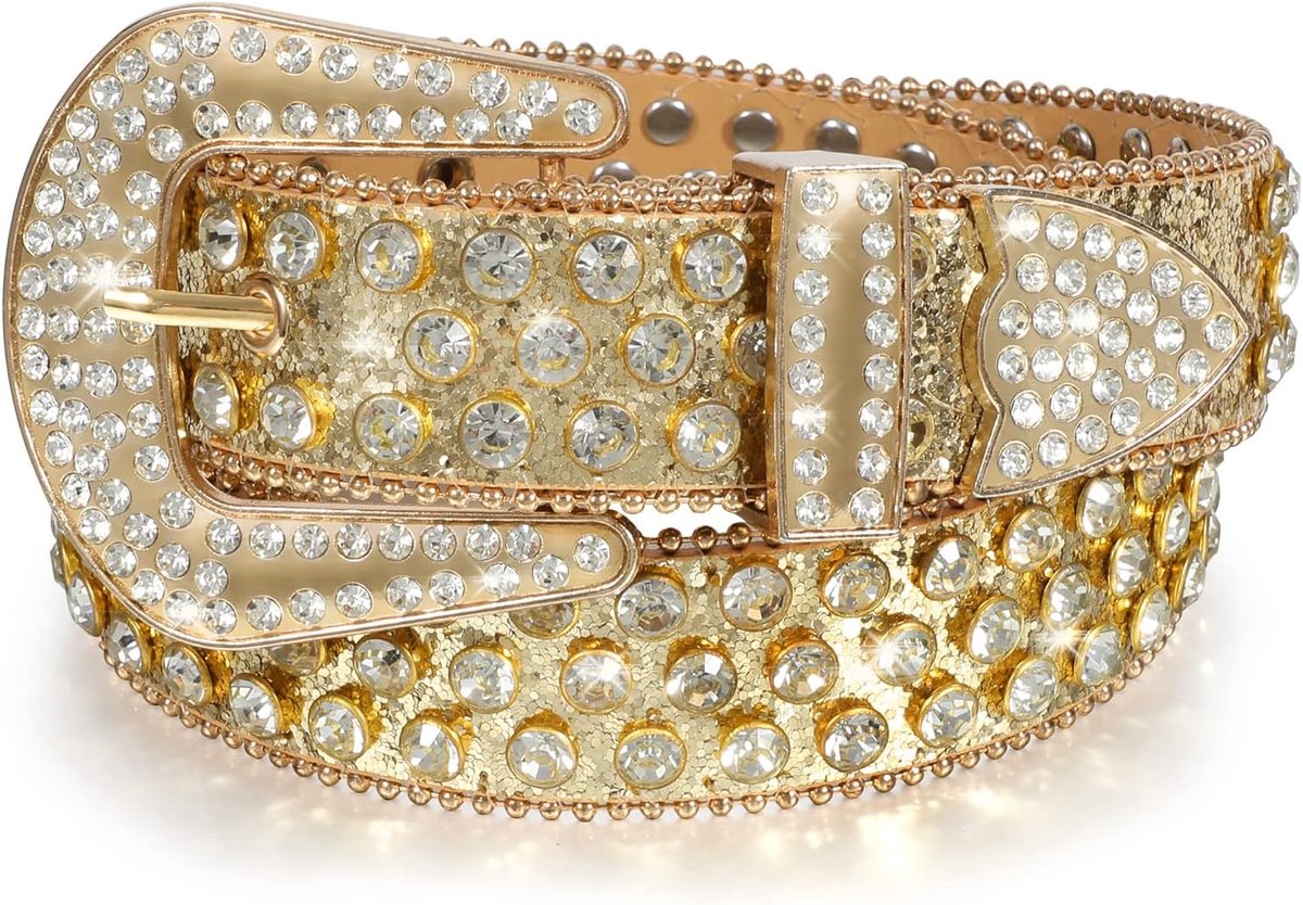 Strass-riem voor mannen en vrouwen, bling western cowgirl cowboy leren riem met klinknagels, glanzende tailleriem voor jeans, broeken, jurken