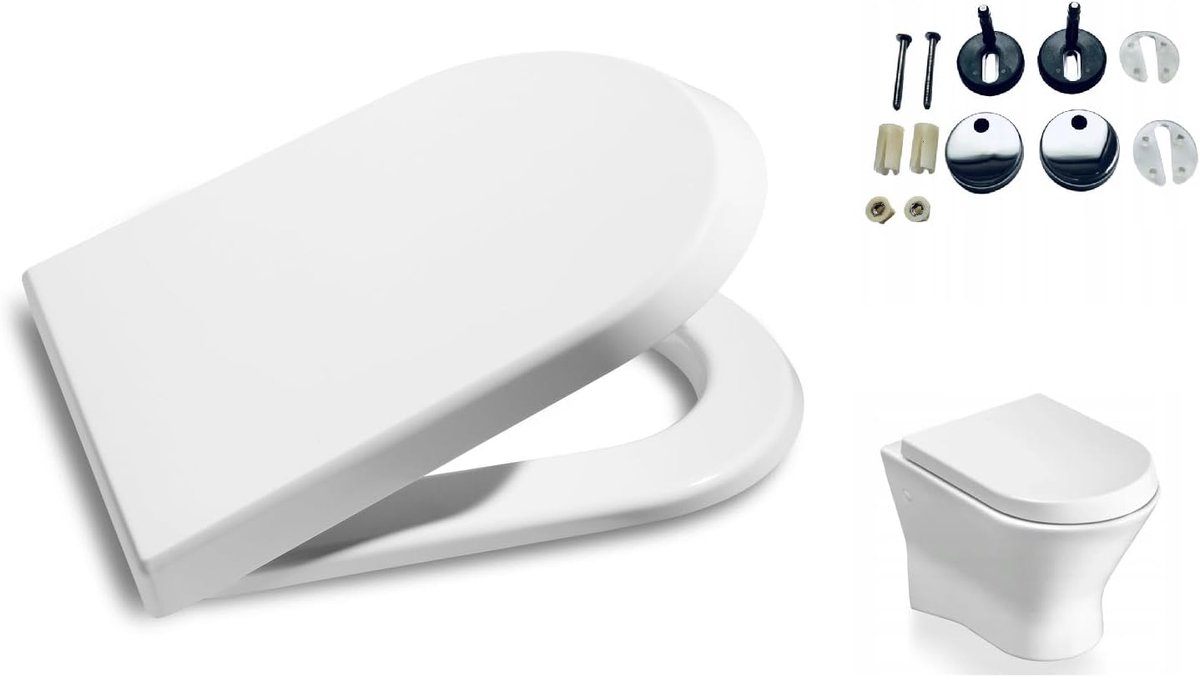 Toiletbril compatibel met Roca Nexo wc-bril van antibacterieel Duroplast, toiletdeksel met softclosemechanisme Soft Close