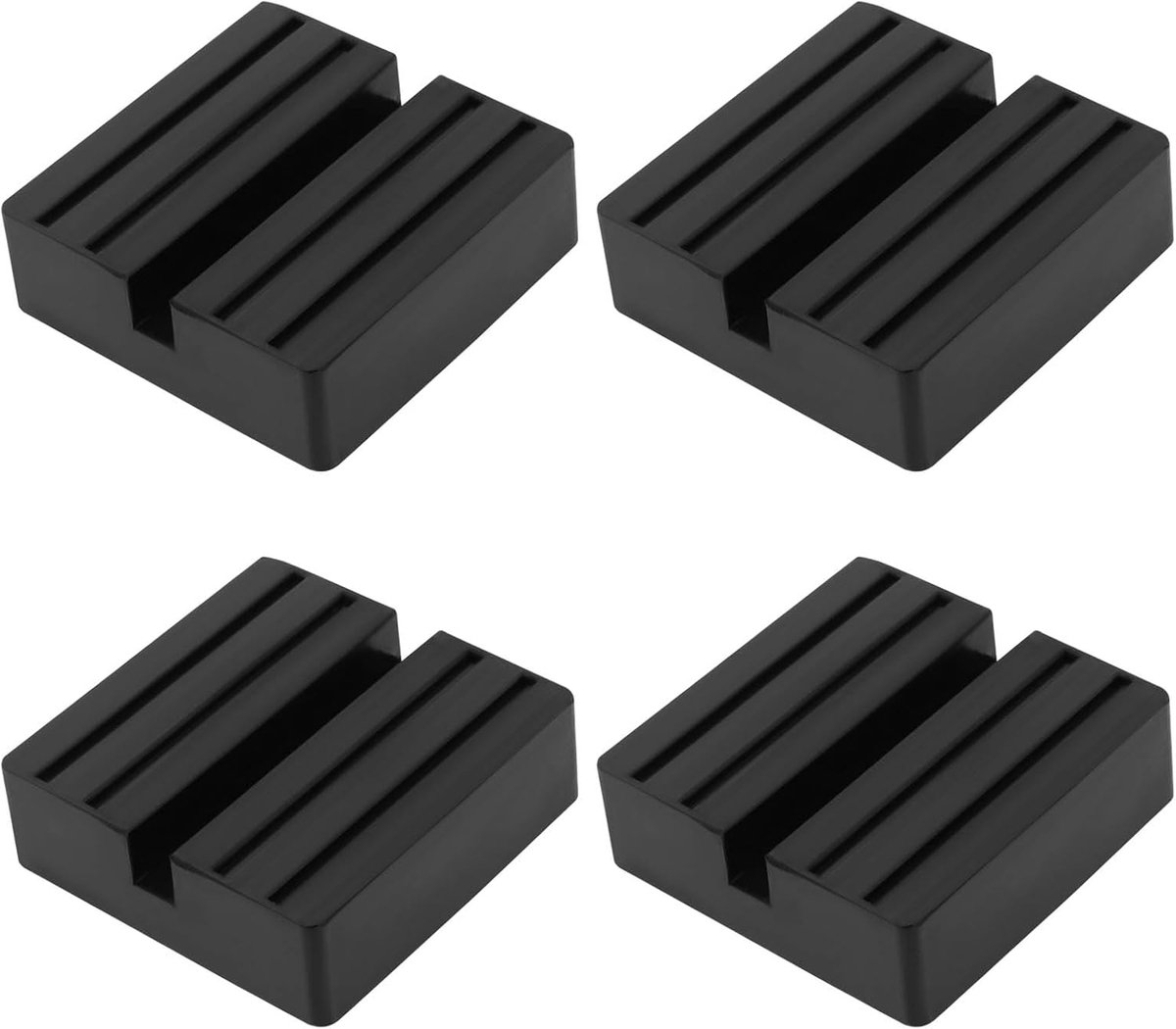 4 stuks sleufvormige vierkante autokrik rubberen blokken 7,5 x 7,5 x 2,5 cm sleufvormige rubberen frame rail beschermer vierkante knijplassen beschermer lift jack pad voor teen jack asstandaards