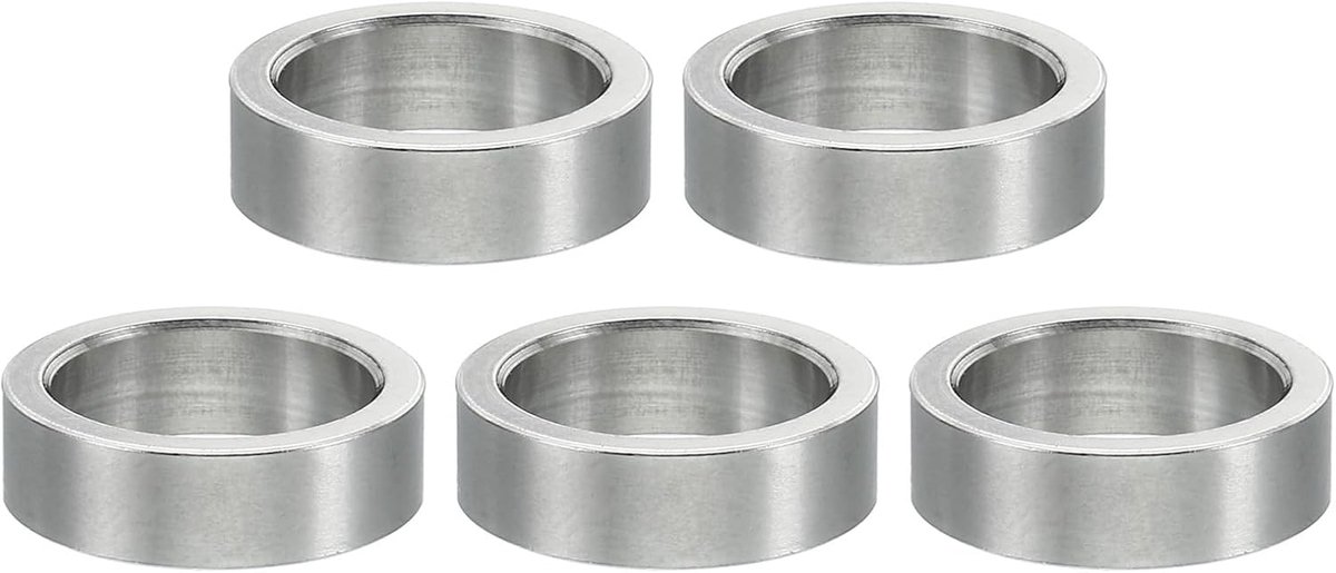 M12 roestvrijstalen afstandhouders, 5 stuks metalen afstandhouders roestvrij staal 12,2 mm ID x 16 mm OD x 5 mm L afstandhouders schroef afstandhouder voor 1/2" of M12 schroef