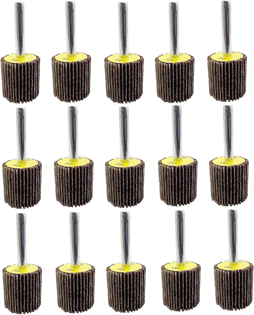 Lamellenschuurmachine, 20X25x6MM korrel 80. De slijpschijf is geschikt voor het reinigen van roest/lasfrezen/houtproducten. Geschikt voor alle elektrische/draaibank gereedschappen (25 stuks)