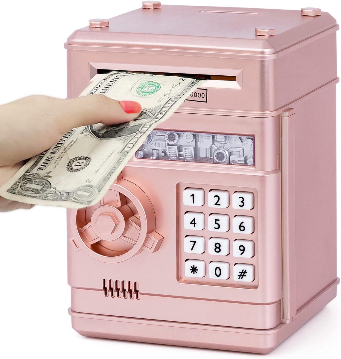 Spaarvarken voor Meisjes 3-12 jaar, Wachtwoordspaarpot voor kinderen ATM Spaarbank Elektronisch Geld Bank Geld Veilig voor Kinderen Verjaardagscadeaus voor Meisjes, Roségoud