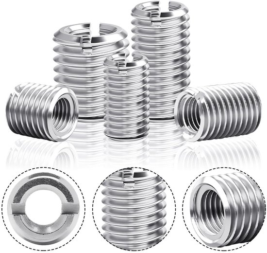 Schroefdraadinzetstuk M12 naar M10 x 15 mm, 24 stuks schroefdraadadapters M12 M10, schroefdraadhuls roestvrij staal, adapter voor schroefverbindingen, verloophuls M12 naar M10, adapter — afbeelding 3