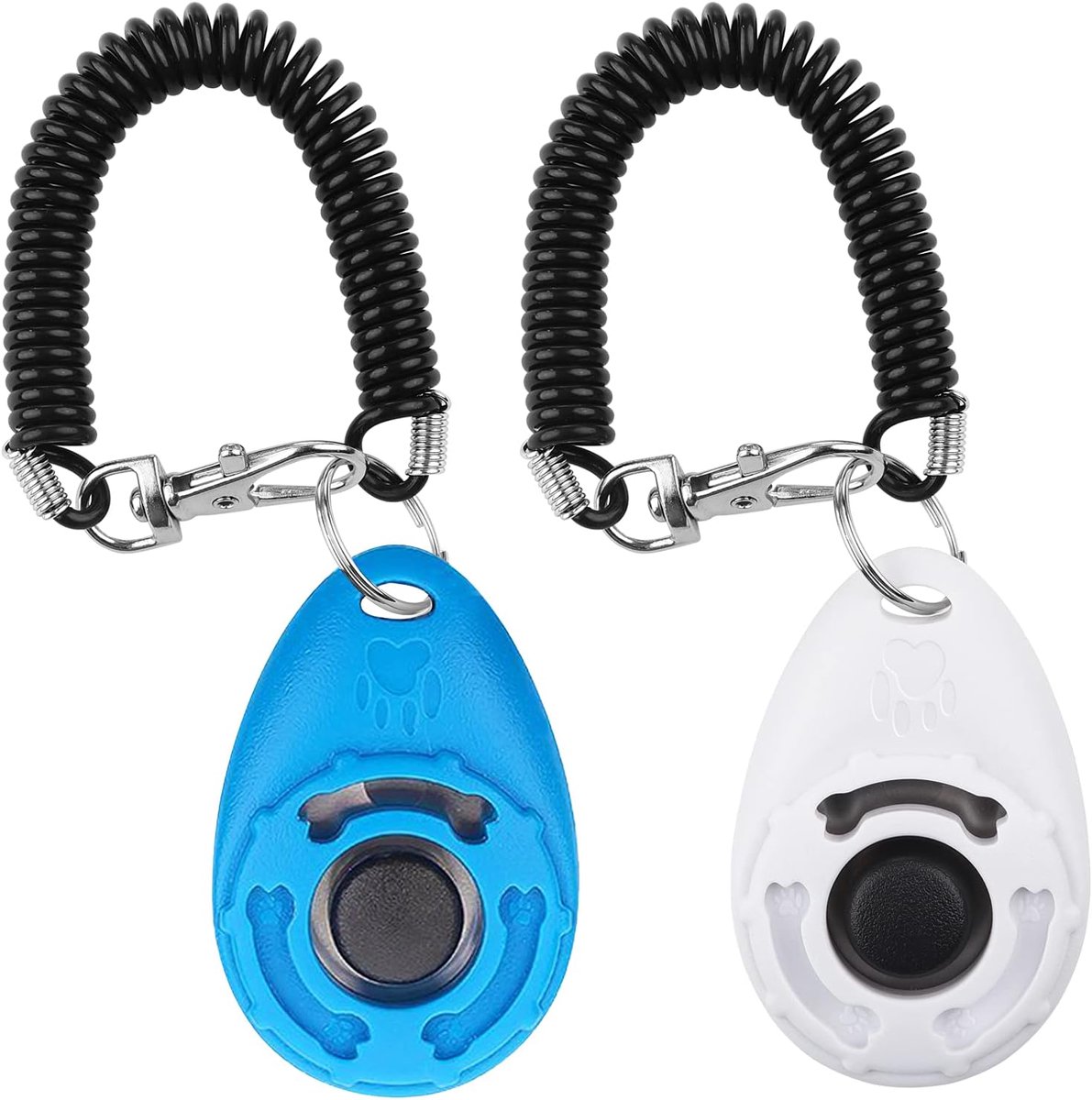Hond Clicker, [2 Stuks] Trainingsklikker Hondenclicker met Polsband, Hondenopvoeding en Hondentraining, voor Hond, Kat, Paard - Blauw & Wit