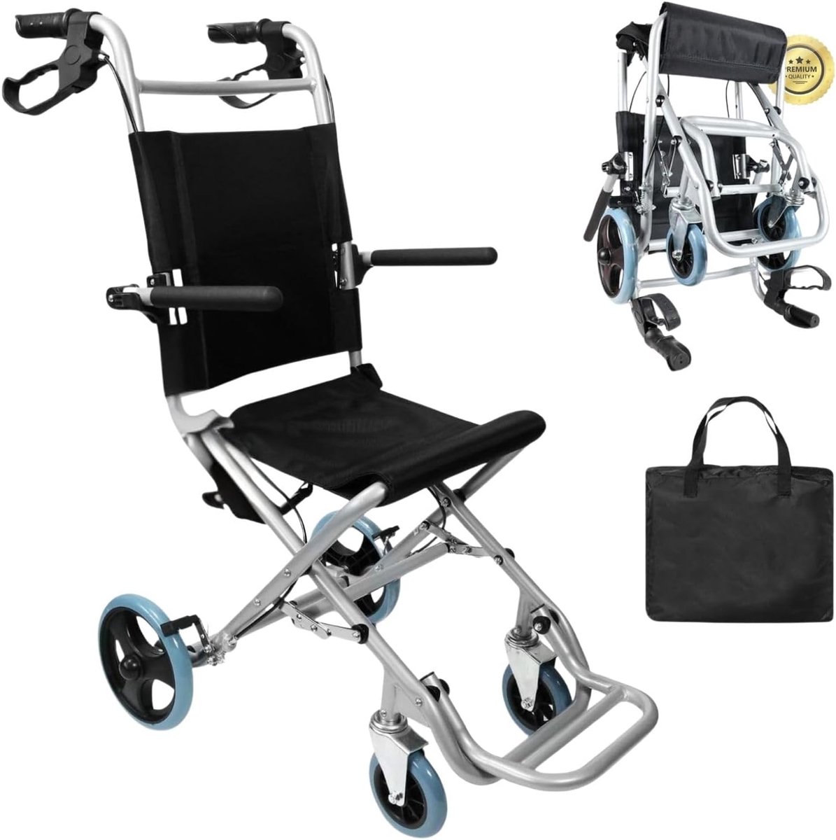 Cadeira de Rodas Rolstoel, aluminium, inklapbaar, lichtgewicht, voor ouderen, orthopedisch, voor thuis en buiten