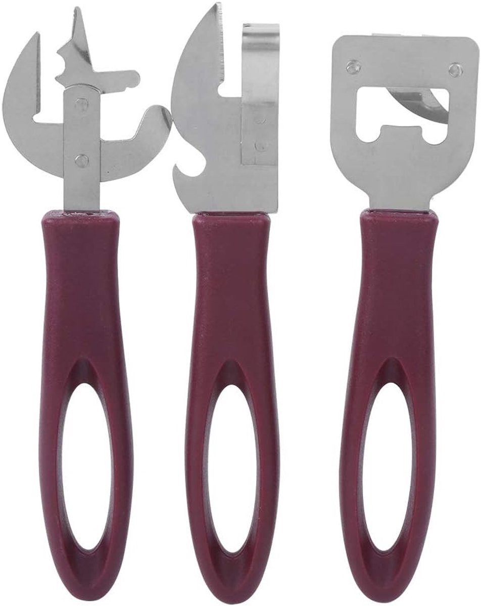 3Pcs Handleiding Blikopener Set Rvs Blik Fles Tin Opener Ouderwetse Blikopener Side Blikopener voor Thuis Camping Restaurant