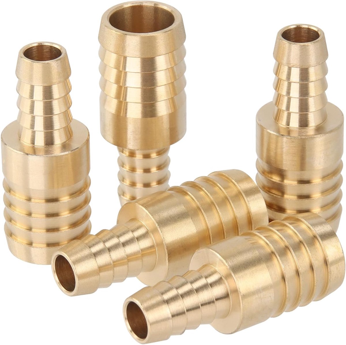 Messing Barb Slang Reducing Splicer Mender ID Slang x ID Slang Fitting Air Water Brandstof Boot 10mm ID Hose x 16mm ID Hose 5 stuks.