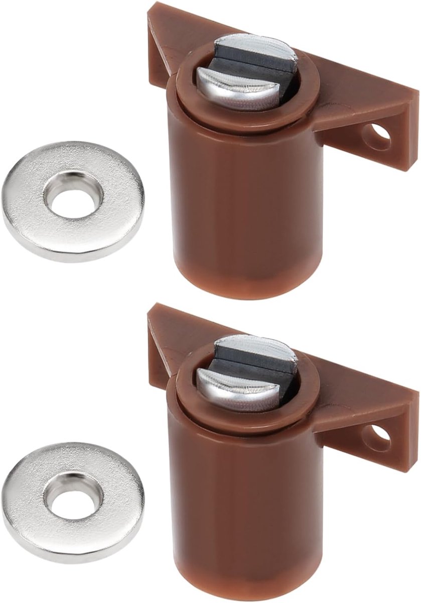 29x32mm (LxB) Magnetische Touch Latch - 2 Pack - Goed voor Keuken Kast Lade Meubels - Plastic Magnetische Vangvergrendeling Sluitingen - Koffie
