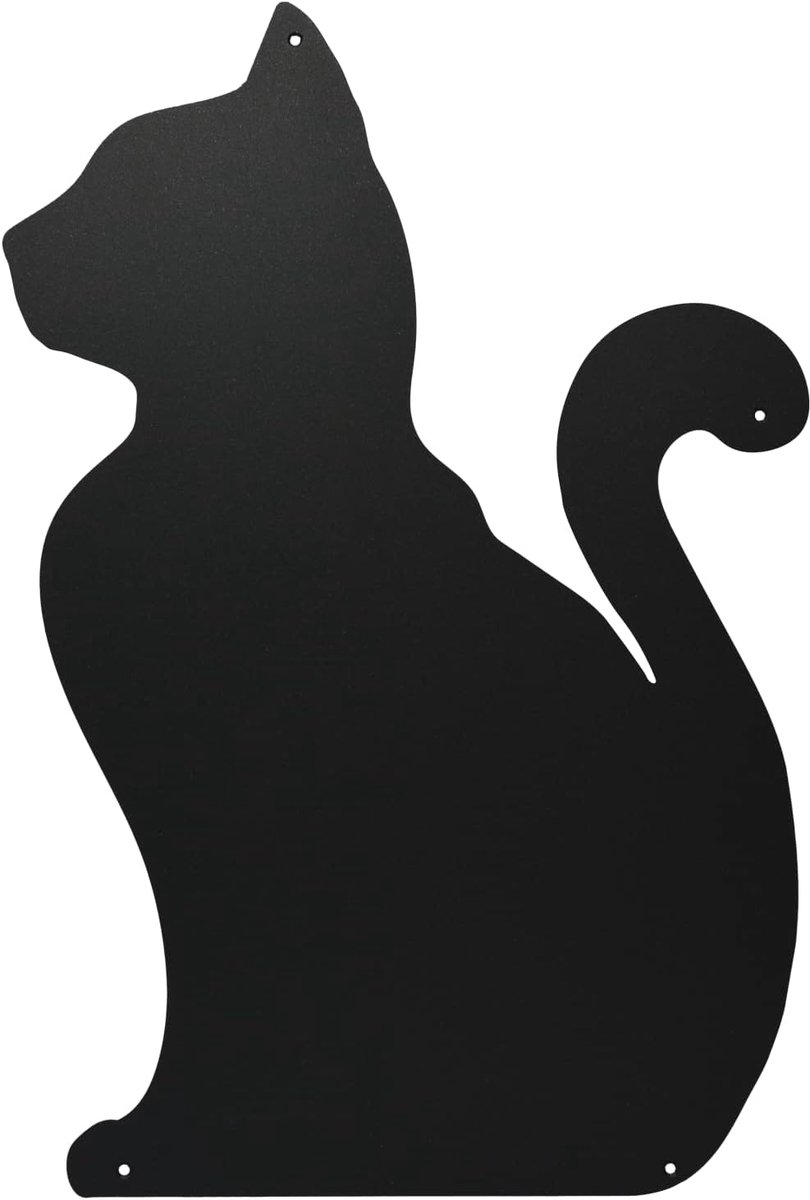 Magnetische borden in antraciet design - magnetisch metalen bord groot om aan de muur op te hangen - voor staal beschrijfbaar met krijt - in kattenvorm 56 x 38 x 0,10 cm