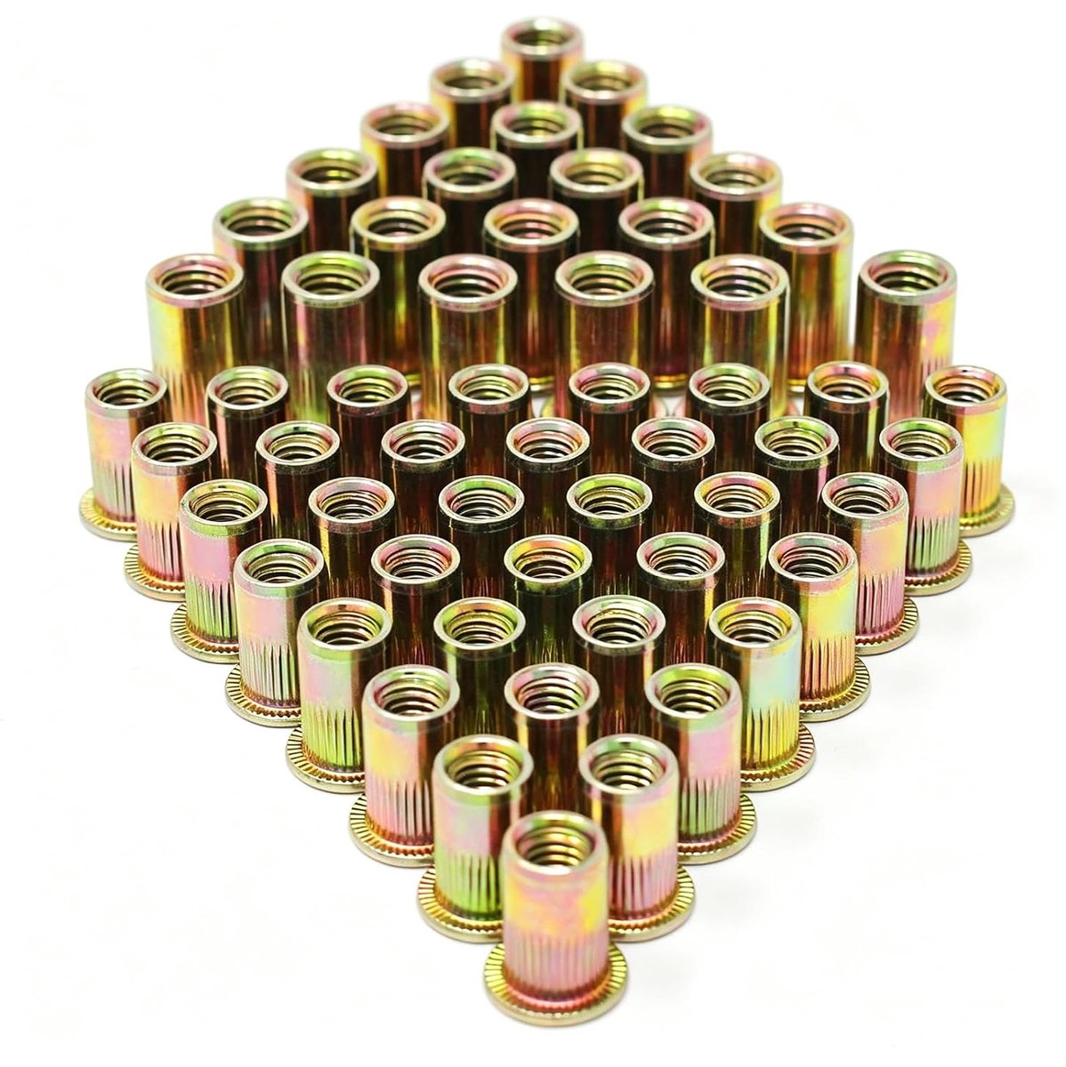 120 Stuks M6 M8 Klinknagel Moeren, Verzinkt Carbon Staal Klinknagel Moer,Platte Hoofd Schroefdraad Klinknagel Insert Rivnoot,Schroefdraad Klinknagel Insert Nutsert
