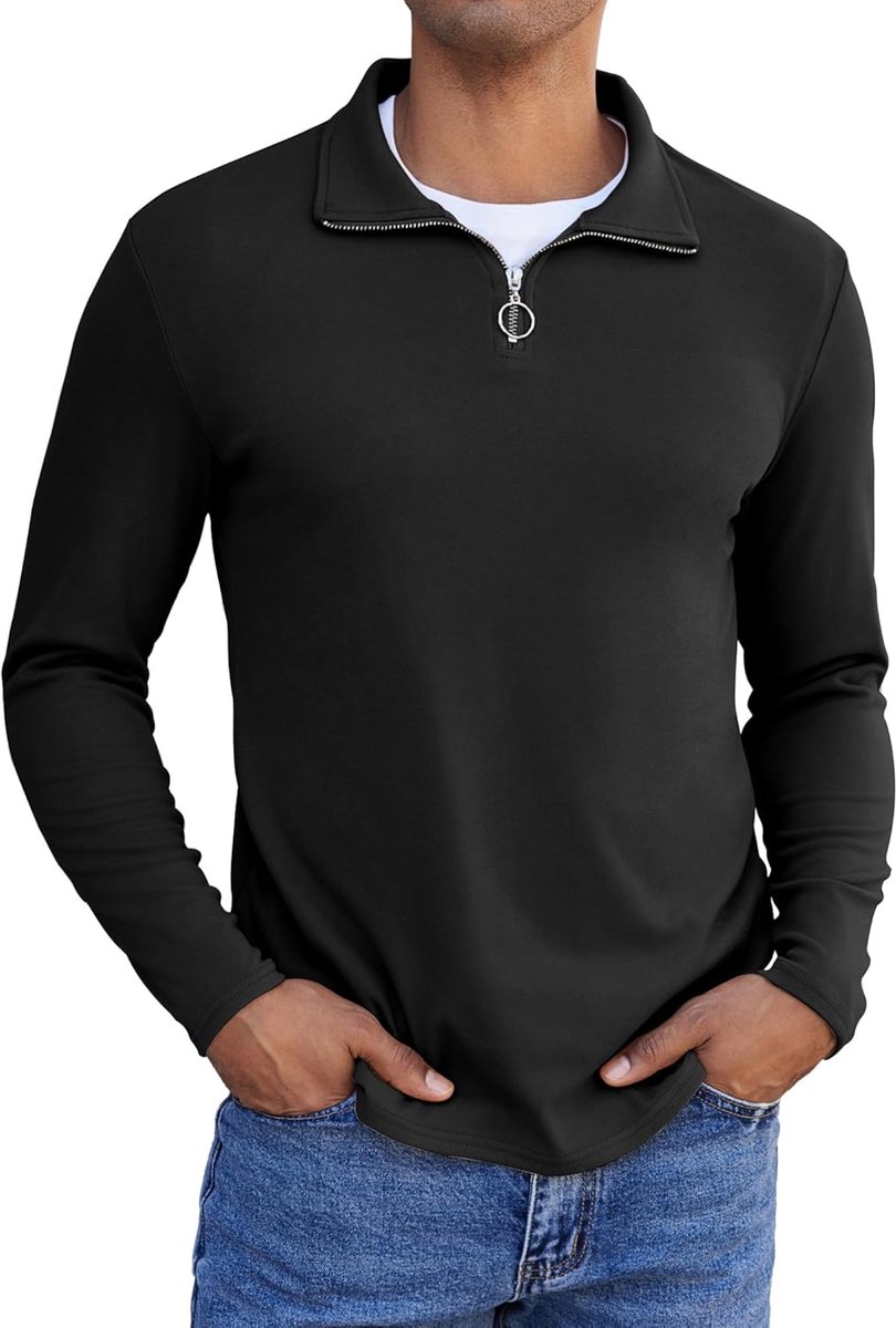 Herensweatshirt met halve rits en opstaande kraag, normale stijl, shirt met lange mouwen, kwart 1/58 ritssluiting, comfortabel, kaki, XXXL