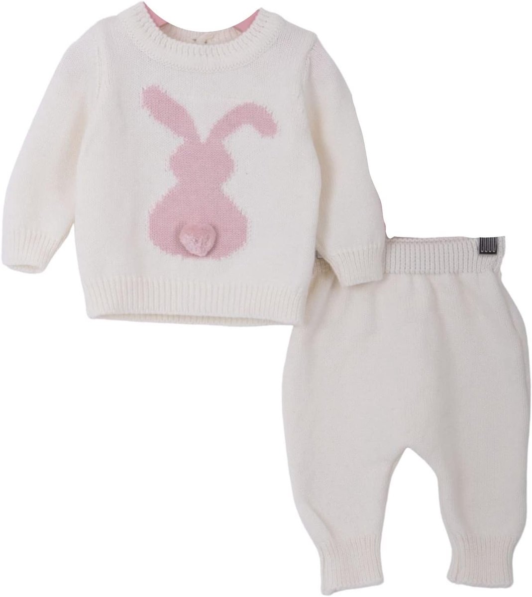 Babykleding, broek en trui, outfitset, gebreide winterkledingset met hazenpatroon, voor jongens en meisjes, set met lange mouwen, 0-12 maanden