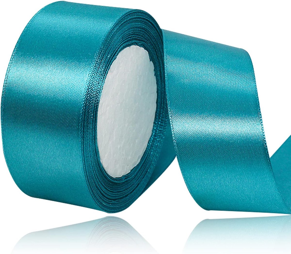 lint turquoise blauw 40 mm breed, 23 meter cadeaulint voor geschenkverpakkingen, doe-het-zelf knutselen, boeketten, naaiprojecten, strikken maken, verjaardags- en bruiloftsdecoraties