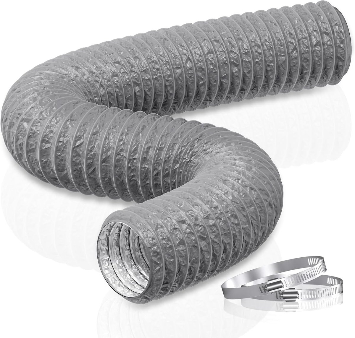 Power Afvoerslang 100mm Lengte 5m Flexibele PVC-aluminium Buis Ventilatieslang Geluidsgeïsoleerde Warmte-isolatie Aluminium Flexibele Slang Afvoerbuis voor Afvoerluchtventiel