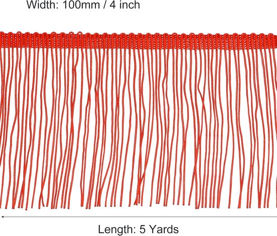 5 yards 10 cm ketting franjes trim kwasten naaien trim franjes polyester trim band voor naaien doe-het-zelf handwerk kleding lamp decoratie, rood — afbeelding 5