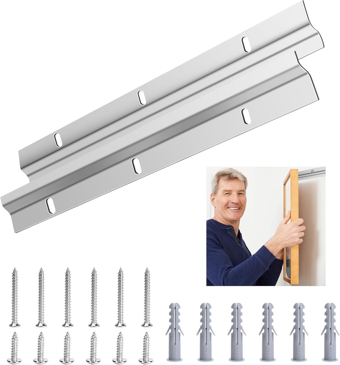 Z-klemmen om op te hangen, 2 stuks, 30 cm, in elkaar grijpende fotolijsthaken, Franse rails, fotohanger, zeer belastbaar ophangsysteem voor foto's, kunstwerken en wandhouder