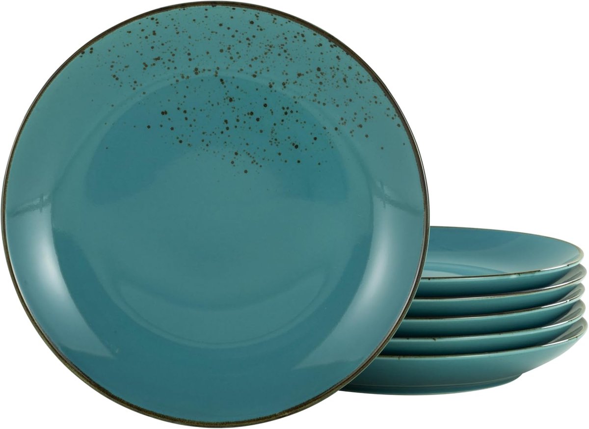21 cm, water, 22042, serie Nature Collection, 6-delige serviesset, dessertborden van aardewerk, vaatwasser- en magnetronbestendig, kwaliteitsproductie