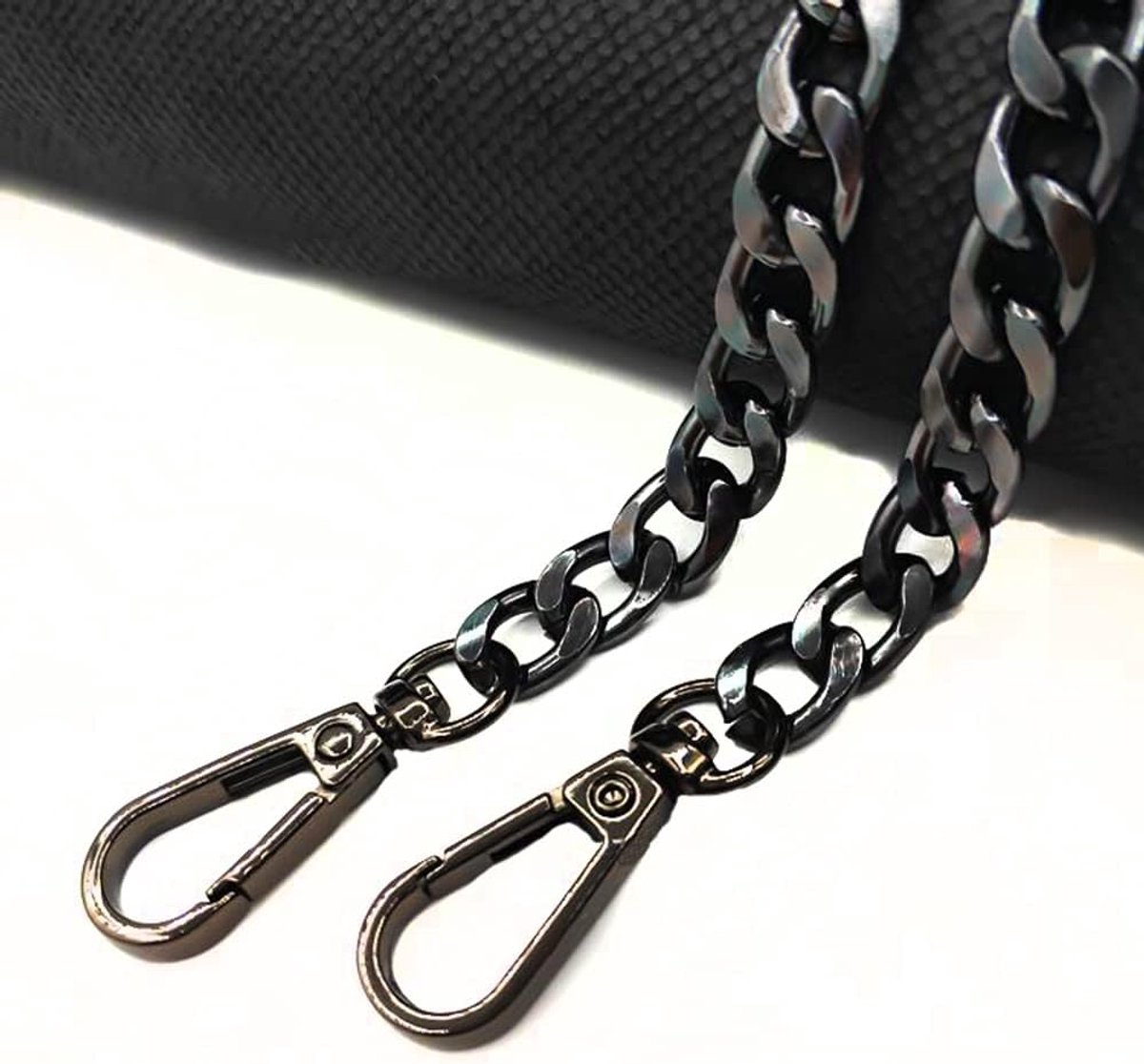 metalen ketting, schouderriem, breedte 9,5 mm, doe-het-zelf geweven zakriem, metalen zakketting, aluminium ketting, voor handtassen, schoudertas, portemonnee, zwart, 120 cm