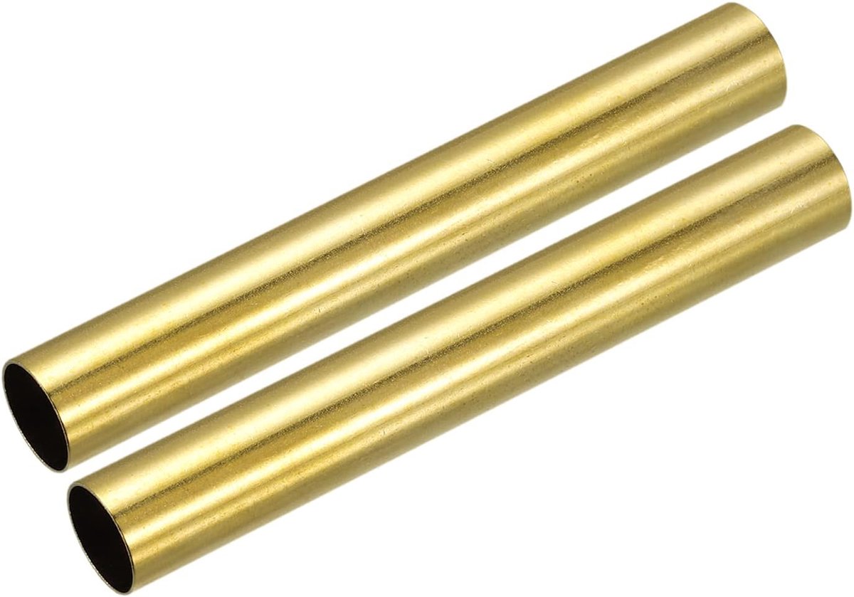 2 stuks messing buis, 14 mm AD, 0,5 mm wanddikte 100 mm lengte, rond, buisleiding, slangen voor industriële doe-het-zelfprojecten