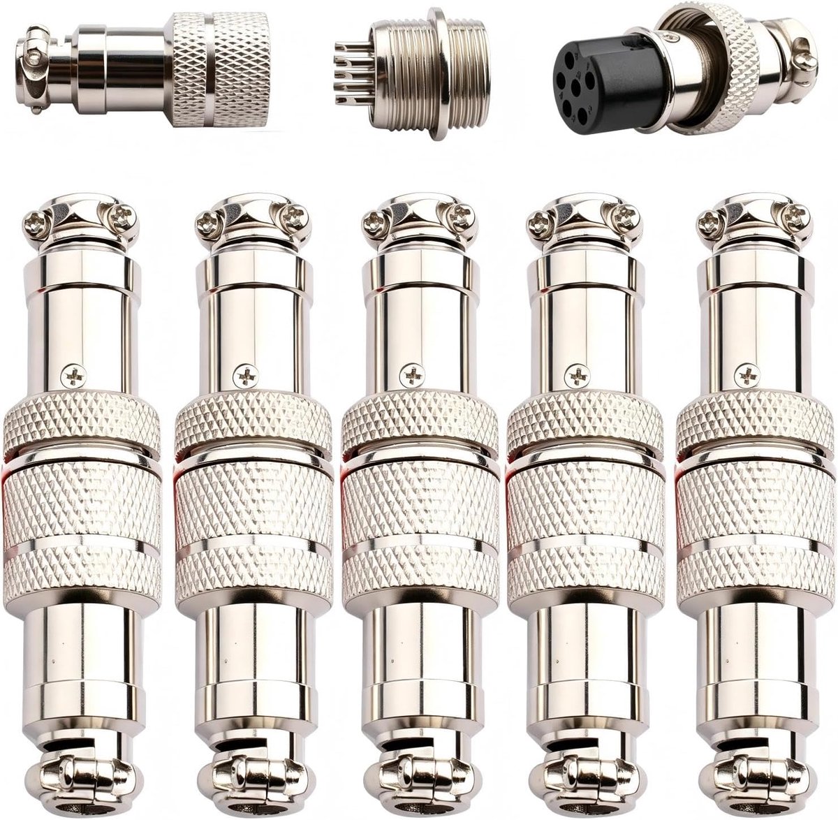 5 paar GX16 6-pins luchtvaartstekker, 16 mm male/vrouwelijke ronde connector, paneel metaal mounting aviation plug, GX16 Aviation Connector plug (docking type)