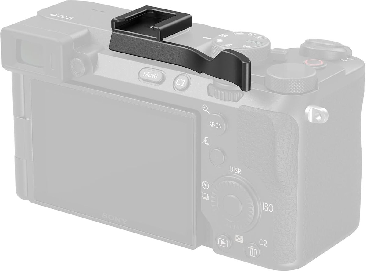 Duimgreep voor Sony Alpha 7C II/Alpha 7CR / Alpha 7C, Ergonomisch Ontwerp, Ingebouwde Cold Shoe, voor Licht, Microfoon, Gewicht Slechts 8 g (Zwart) - 4820