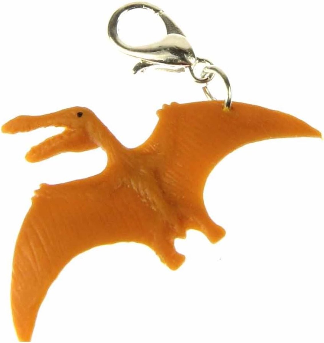 Dinosaurus Pteranodon Charm dino vlieger vliegtuig rubber lichtbruin - handgemaakte modesieraden I kettinghanger verzilverd - bedelarmband - hanger voor armband, 34mm, Rubber Metaal