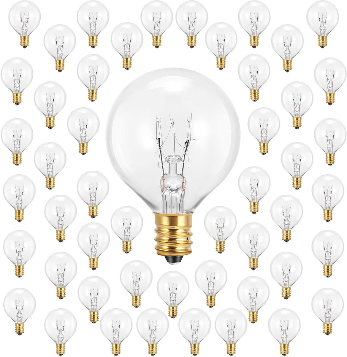 Gloeilampen, 7 watt G40 reservelampen, E12-fitting, IP44 waterdicht, warmwit, voor lichtsnoeren, huisfeest en bruiloftsdecoratie (50 stuks)
