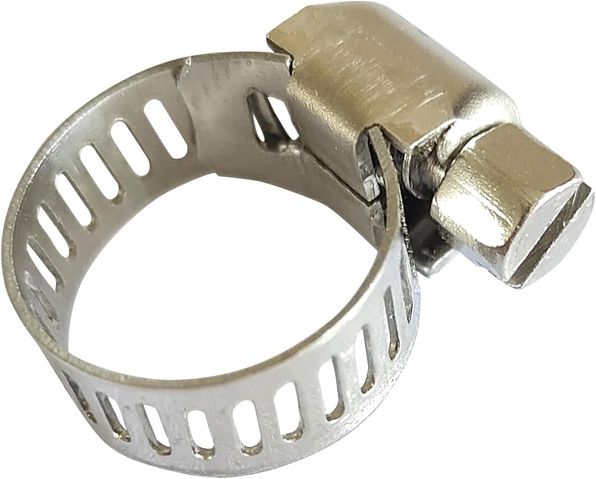 20 stuks slangklem in 304 RVS clip voor zachte buis met buitendiameterbereik 6-12 mm, clipbreedte 8 mm, stevige en roestbestendige slangenklem