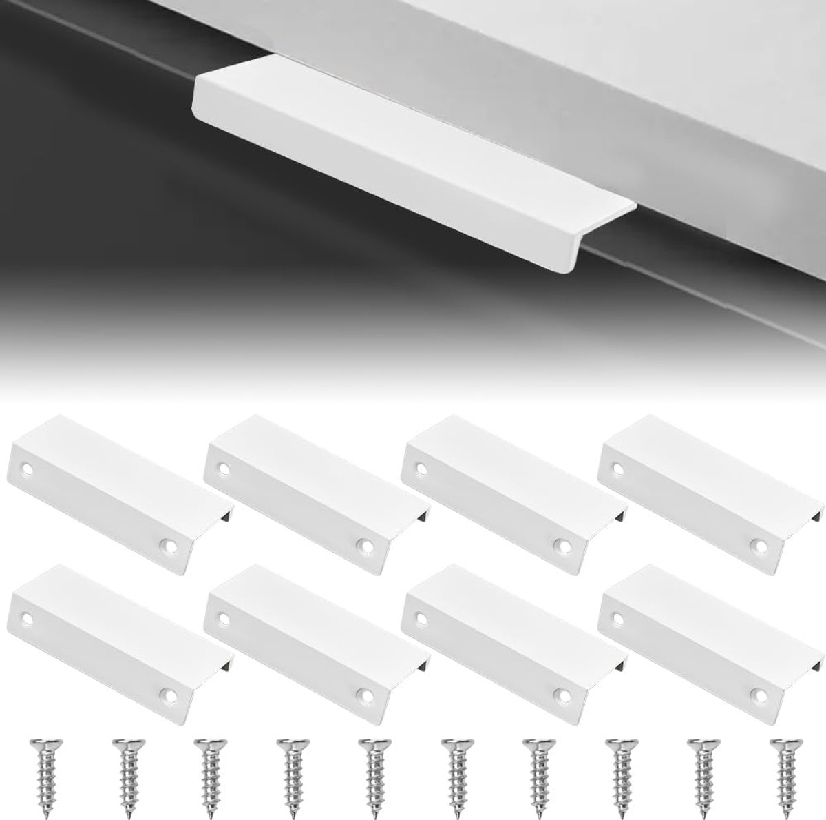 10 stuks verborgen meubelgrepen, ladegrepen, 80 mm, onzichtbare handgrepen, garderobe, aluminiumlegering, verborgen kastgrepen met schroeven, voor kledingkast, kast, slaapkamer, keuken