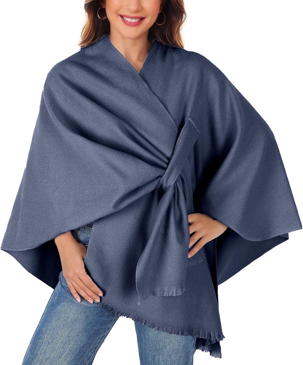 Warm Sjaal - Vrouwen Wrap Winter Lange Poncho Sjaals Zachte Warme Knop Gebreide Deken Cape Spinning Kwastje Cashmere Vest