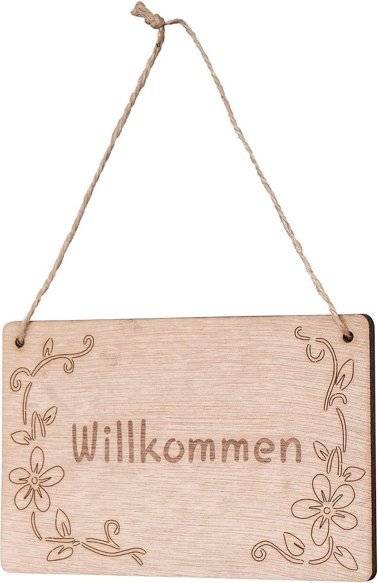 levandeo Bord Welkom 13x8cm berkenhout houten bord deco hout hanger bloemen deurbord muurschildering cadeau