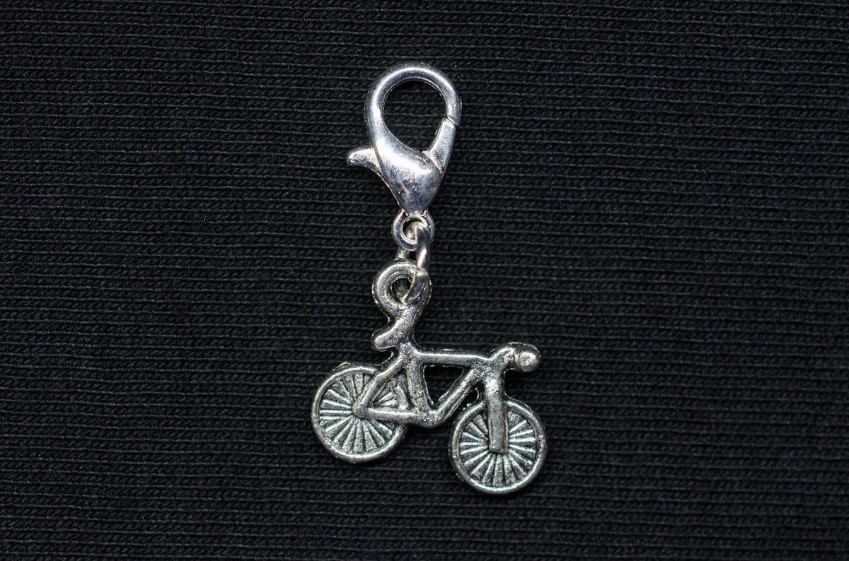 Fiets racefiets Bike Charm fiets rijden 15 mm - handgemaakte modesieraden I kettinghanger verzilverd - bedelhanger bedelarmband - hanger voor armband, 15mm, Metaal