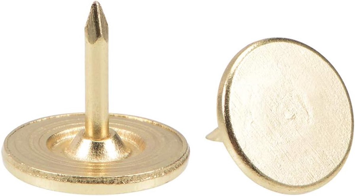 sourcing map 25 stuks. Gestoffeerde nagels punaises 11 mm x 10 mm platte kopnagels pinnen gouden kleur 25 pieces