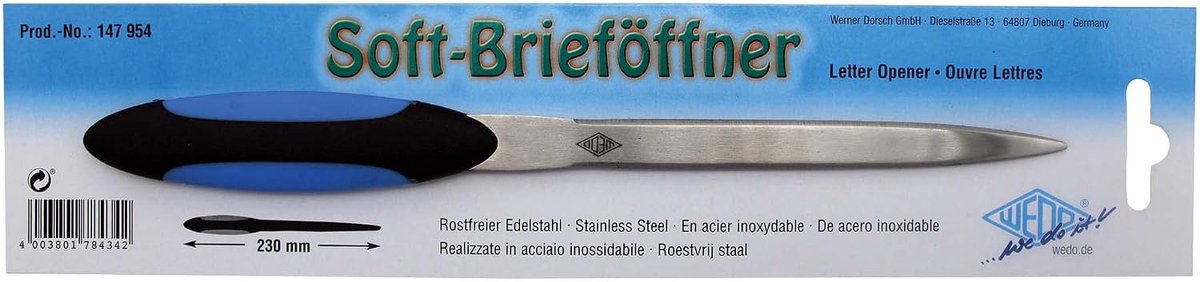 Briefopener Soft-Cut 23cm zwart/blauw