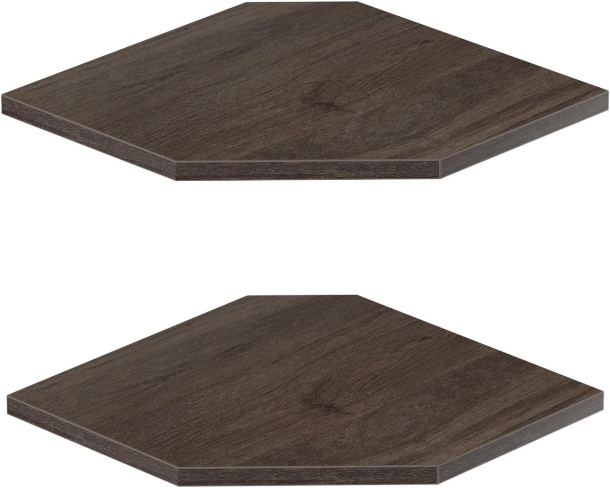2-laags moderne minimalistische hoekplank, 30 cm, 2 planken, 34 cm diep, houten, wandbevestiging, grijs