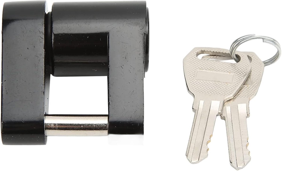 Zwart 1/4 Inch Aanhangwagenslot Zine-legering Anti-diefstal Trekhaakkoppelingsslot met 2 Sleutels voor RV Truck