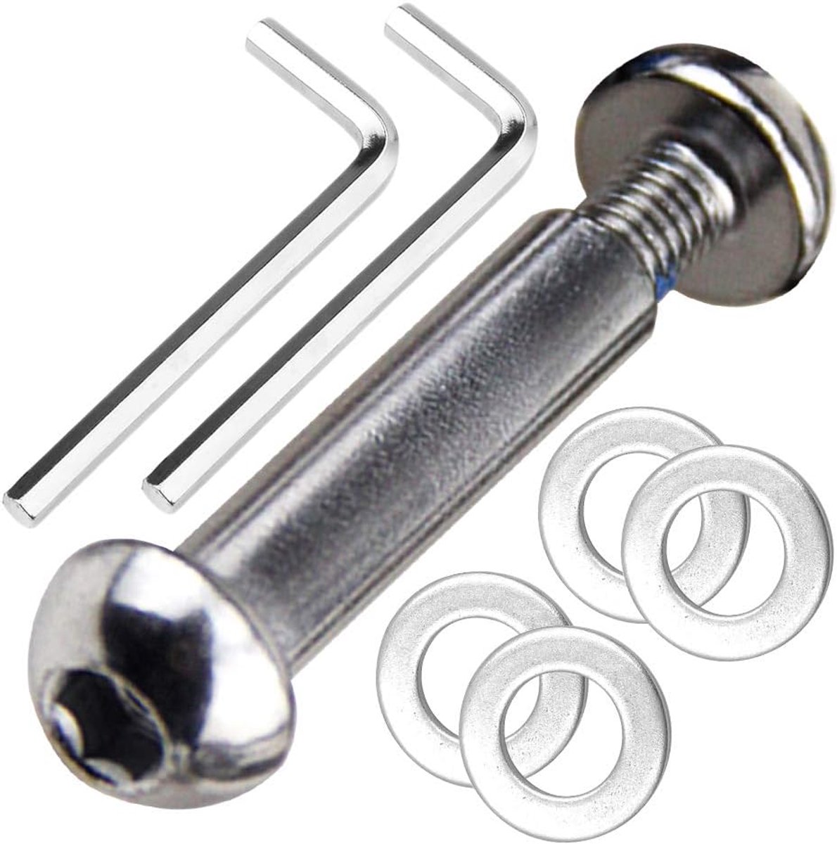 Voor- en achterasbout M8 8 mm x 28 mm - 86 mm van 8,8 koolstofstaal voor freestyle-scooter, jongeren/volwassenen, capaciteit 800 kg