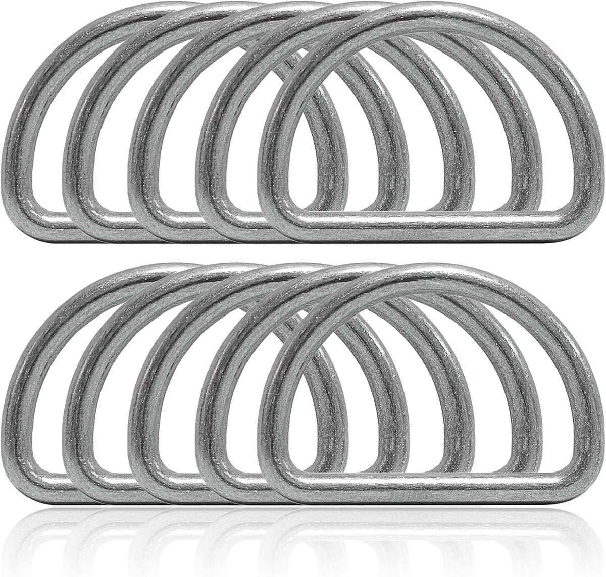 D-ring van staal 4 mm, set 10 stuks, zilver, nietroestend beslag voor DIY hondenhalsband en hondenlijn, D-vorm ring voor Paracord 550 vlechten, handwerk
