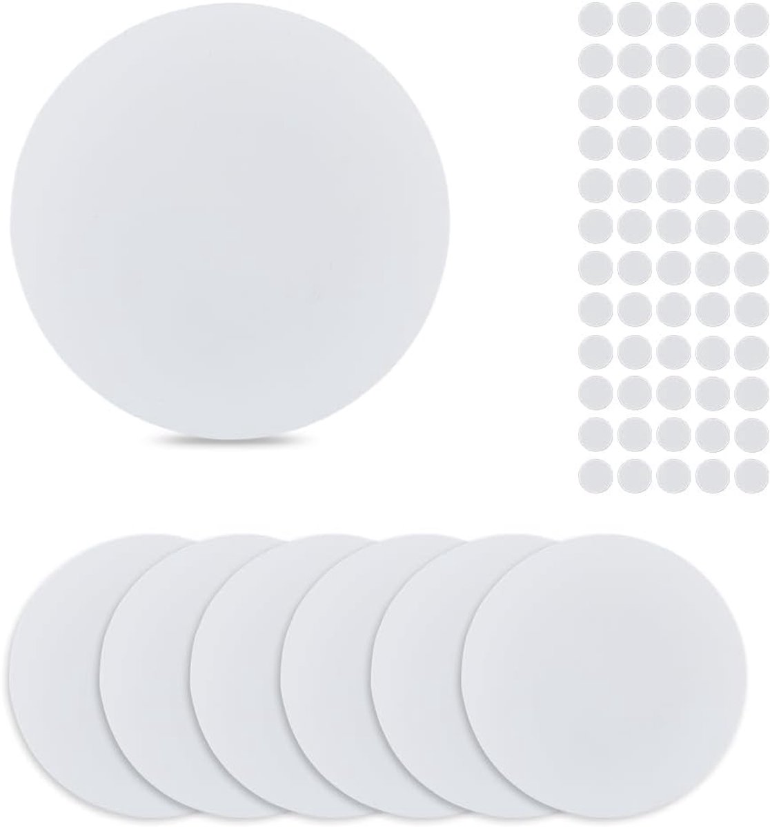 8 stuks wandgatafdekkingsvellen met 60 stuks plastic stickers 152 mm plastic wandpatches PVC-materiaal stofdicht afdekplaat platte ronde matte blanco plaat voor muur gipsplaat